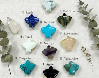 Hand Carved Thunderbird Gemstone Pendant: Native Bird Charm (22X26 MM)
