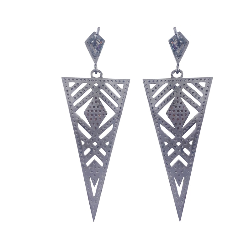 925 Sterling Silver Ruby Earrings Triangle Earrings Gemstone Earrings Wedding Earrings Dangle Drop Earring Vintage Diamond Earrings