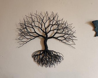 Aluminium Twisted Wire Wall Art Celtic black coloured Tree of Life - Nature Sculpture