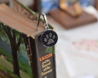Paw Print Bookmark, Silver Plated, for Book Lover, Dog or Cat Lover Gift