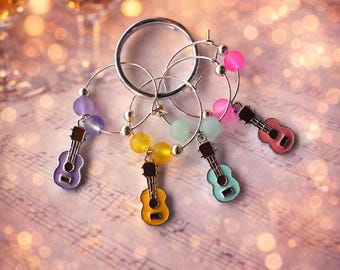 Guitar Wine Charms Set – Colorful Drink Markers for Music Lovers, Hostess or Housewarming Gift