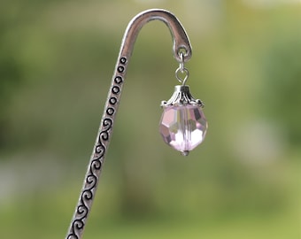 Pink Glass Ball Bookmark - Elegant Metal Book Lover Gift