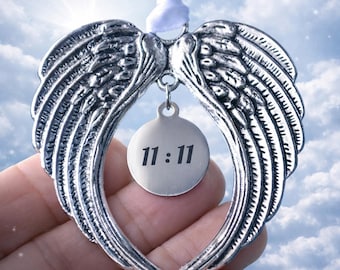 Silver Angel Wings Memorial Ornament - 11:11 Charm