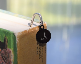 Letter A Metal Bookmark Perfect for any Reader ~ Black Charm Silver Letter