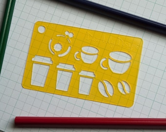 Coffee, Please; Planner Stencil, Bullet Journal Stencil - 076 (Credit Card Size Stencil)