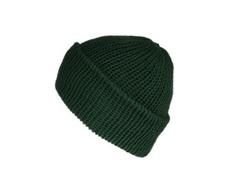 The Bottle green cotton beanie - Handmade with 100% soft cotton yarn - Soft cotton beanie hat - Vegan-friendly - One size unisex beanie