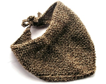 Brown hand knitted scarf boho head scarf head wrap scarf bandana bib head covering brown triangle scarf hair wrap knitted bohemian lelsloom