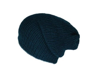 The Dark Teal classic beanie hat - Handmade in Scotland - Unisex beanie hat - Slouchy kit hat - Seamfree beanie - Lelsloom beanies