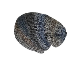 The Blue and grey grunge beanie hat - Blue beanie hat - Slouchy beanie hat - Multi-wear beanie - Knitted beanie - Lelsloom hats