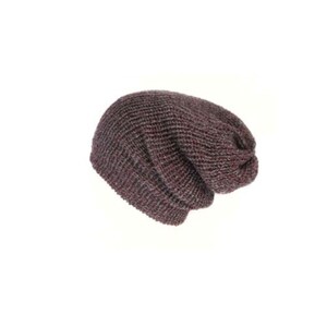 Merlot Burgundy Slouchy Beanie Hat – Recycled Yarn Knit  display picture 1