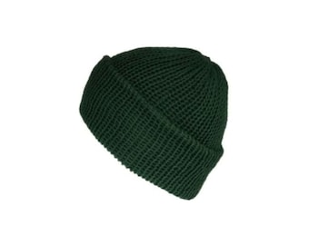 Bottle Green Cotton Beanie Hat – Lightweight Knit Beanie – Soft Unisex Hat – Breathable Everyday Beanie – Handmade in Scotland