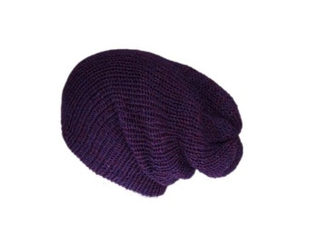 The Heather purple classic beanie hat - Handmade in Scotland - Unisex beanie hat - Slouchy kit hat - Seamfree beanie - Lelsloom beanies