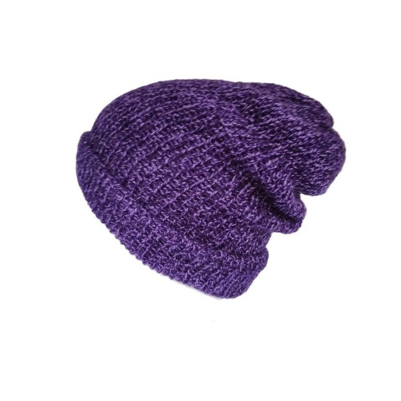The Purple Grunge Beanie Hat - Purple Knitted Hat - Slouchy