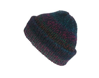 Blue Grunge Fisherman Beanie Hat – Cuffed Knit Trawler Beanie – Unisex Urban Streetwear Hat – Handmade in Scotland – Vegan Acrylic Beanie