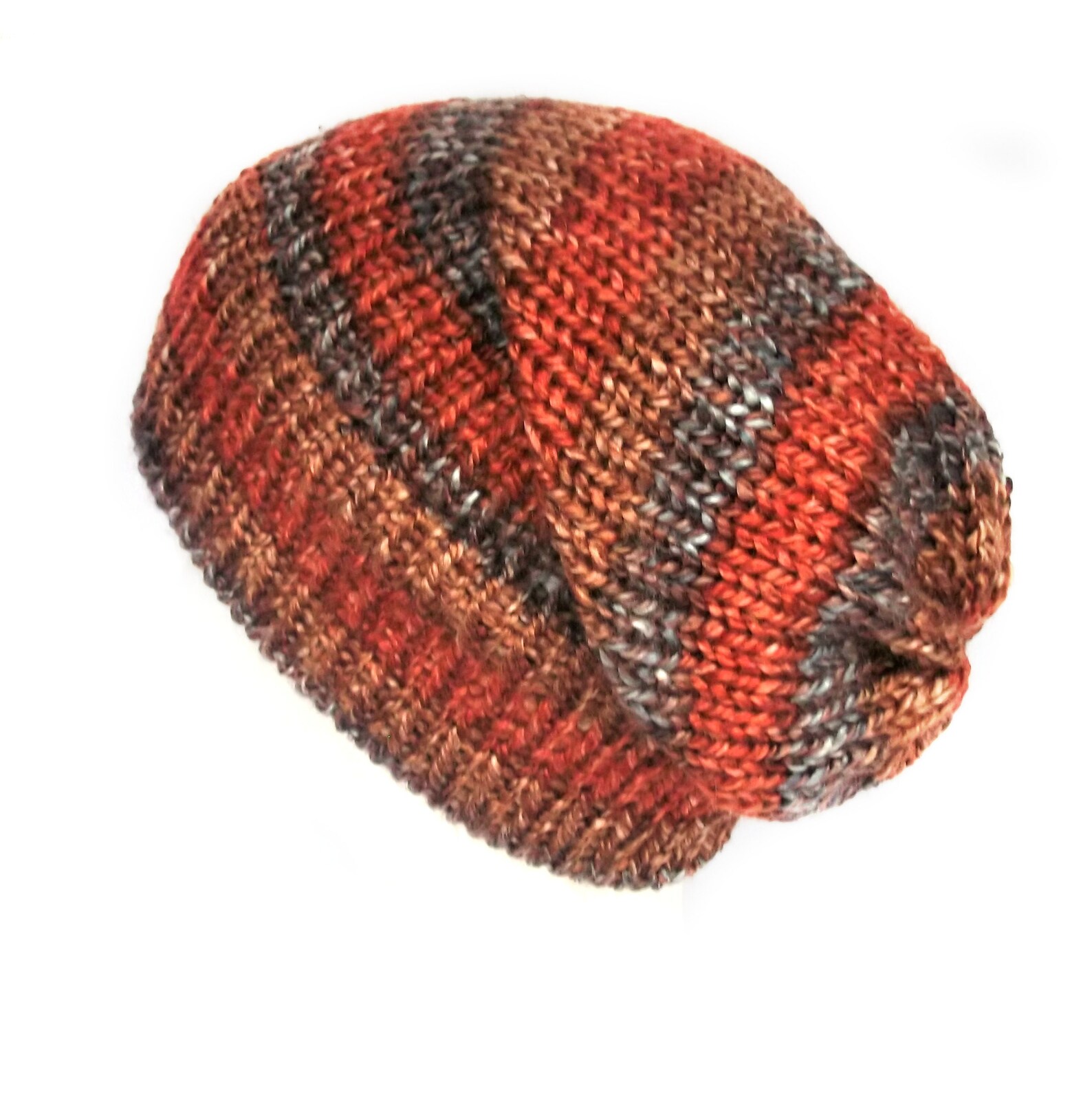brown and orange beanie