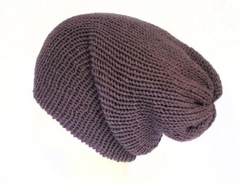 The Grape recycled yarn hat - Handmade in Scotland - 100% recycled acrylic yarn - Slouchy beanie hat - Unisex winter beanies