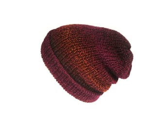 Pink Grunge Slouchy Beanie Hat – Purple Orange Knit Beanie – 90s Aesthetic Unisex Beanie – Handmade Acrylic Hat – Handmade Scotland