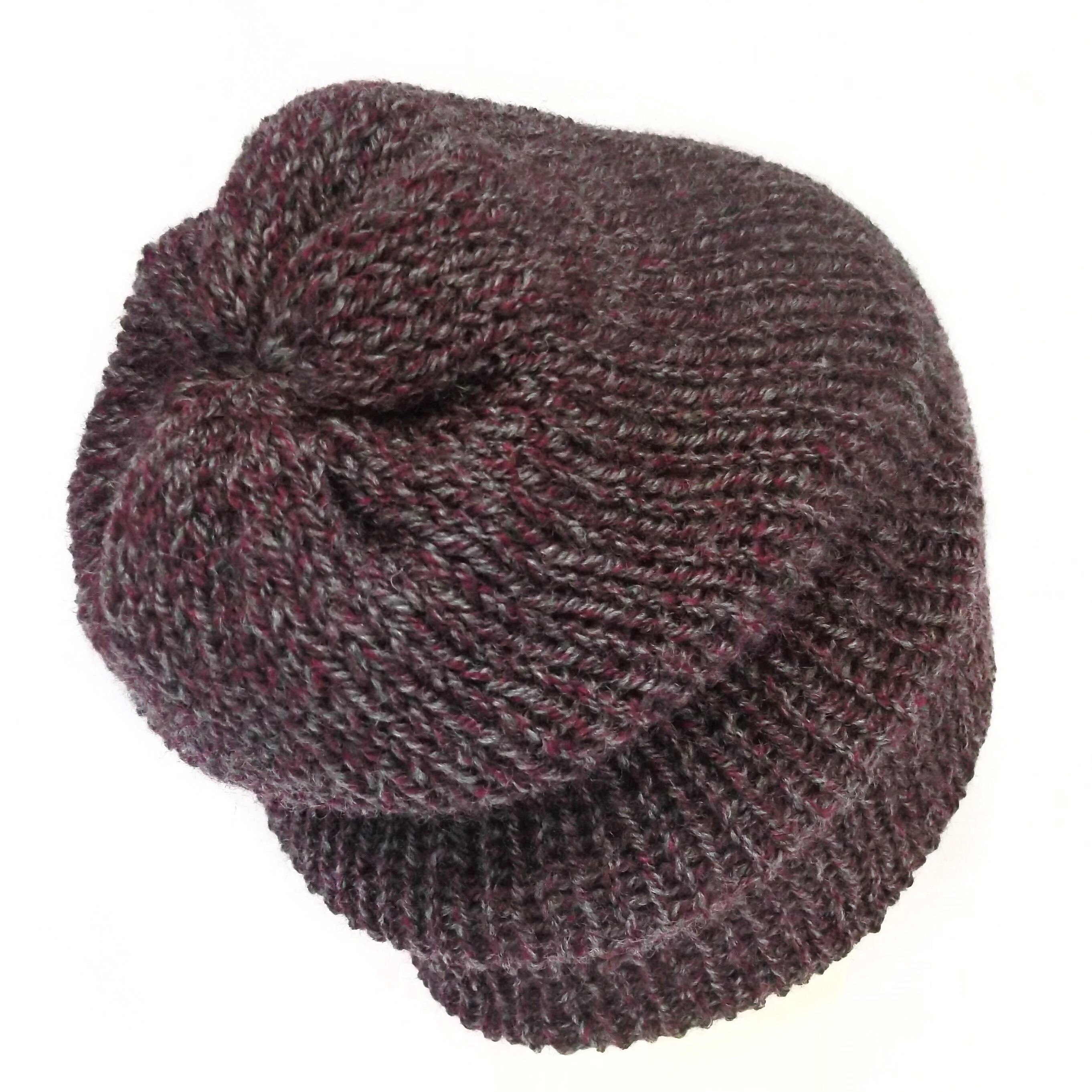 Handmade Burgundy Slouchy Beanie: Recycled Yarn Knit Hat - Etsy display picture 3