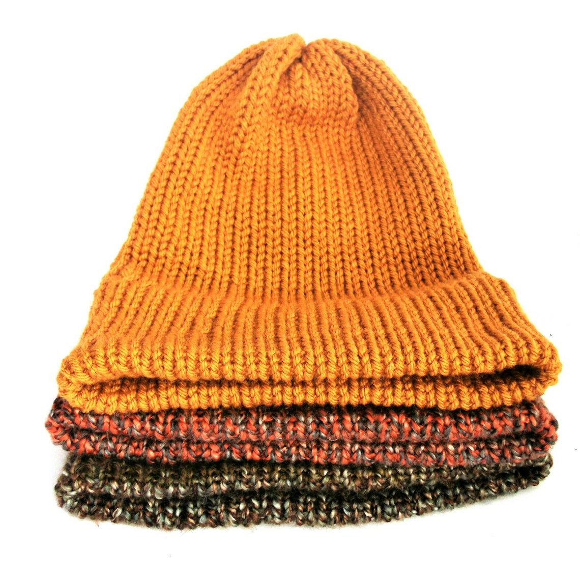 brown and orange beanie