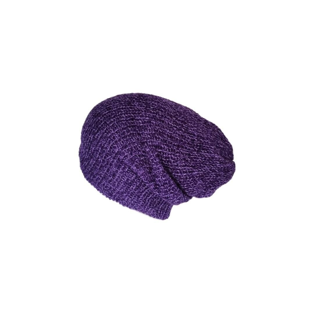 The Purple Grunge Beanie Hat - Purple Knitted Hat - Slouchy