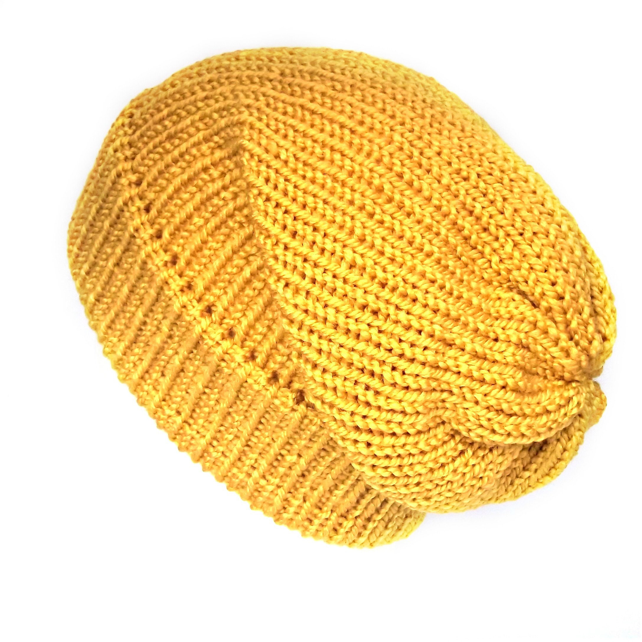 Mustard yellow knitted hat chunky knit hat slouchy beanie Etsy