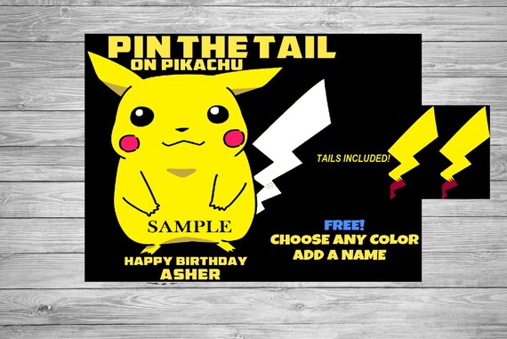 Items similar to SALE! Pokemon Pin the Tail on Pikachu Chalkboard Party ...