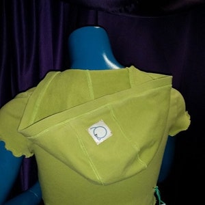 Q2  upcycled lime hooded Bolero button up