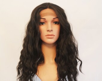 Synthetic Lace Front Heat Resistant Brazilian Style Wavy Black-Brown Wig 22"