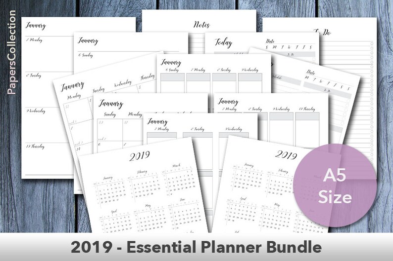 Vertical 2019 Planner BUNDLE Filofax Pocket 2019 Week On One Page Diary