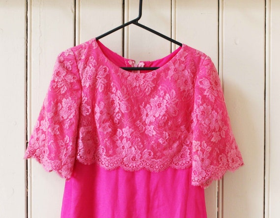1960's Pink Lace Formal Dress Vintage