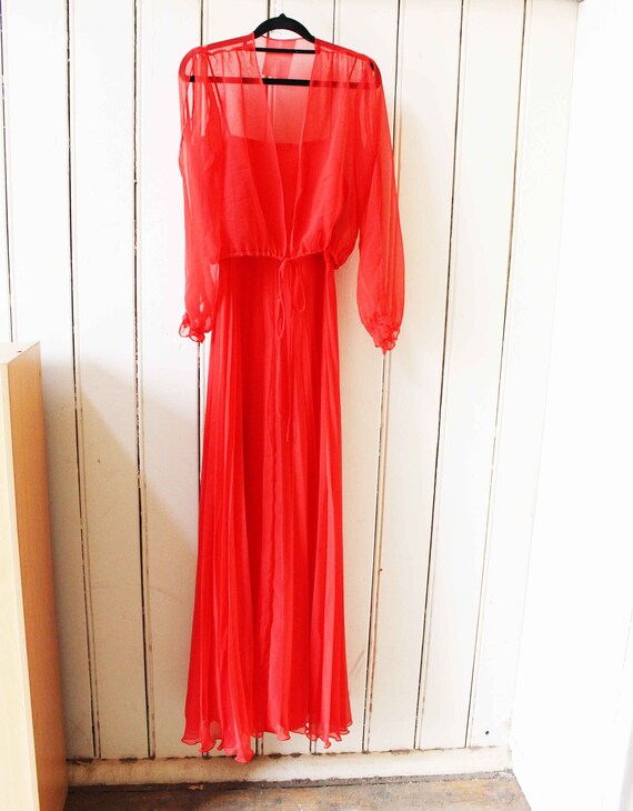 Vintage 1970s Red Formal Dress
