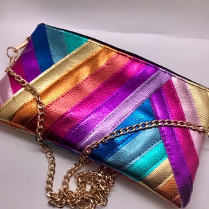 Bespoke made faux leather rainbow metallic bag