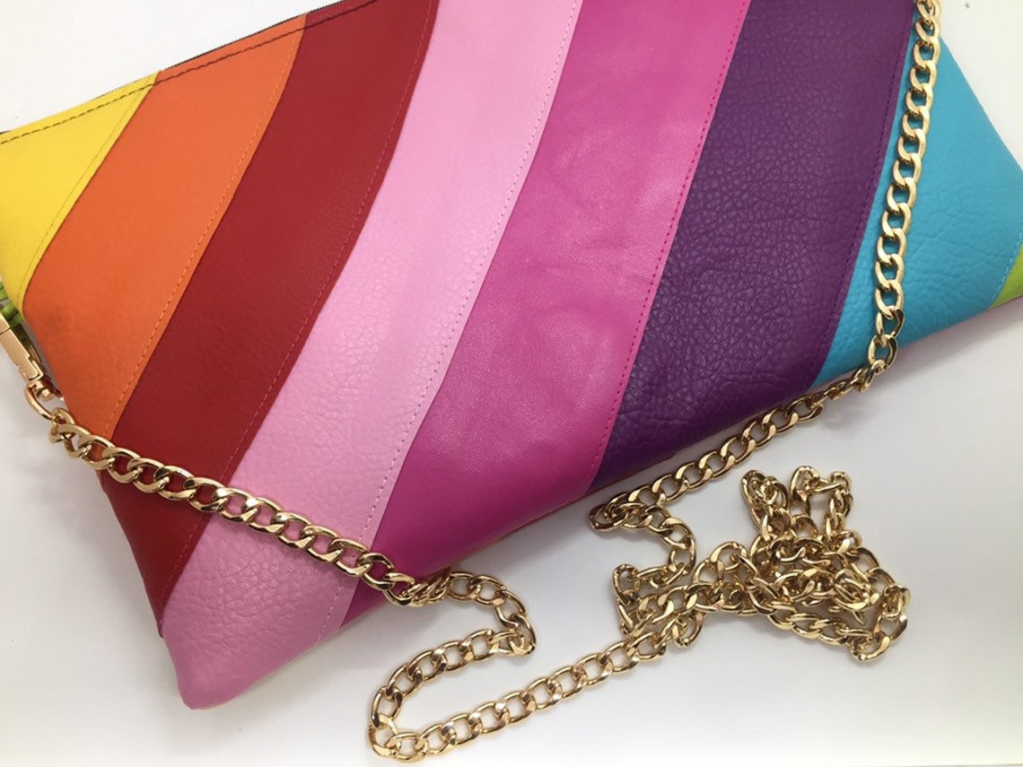 Custom made faux leather rainbow bag | Etsy