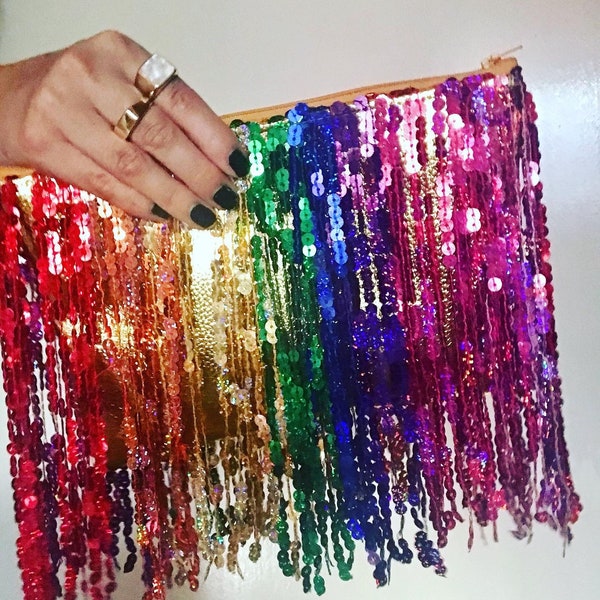 Sac de soirée à sequins et franges sur mesure