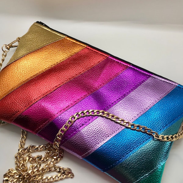 Rainbow Tasche aus Metallic-Kunstleder