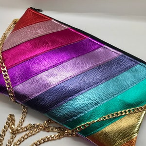 Custom made faux leather rainbow metallic bag