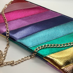 Rainbow bag in metallic faux leather