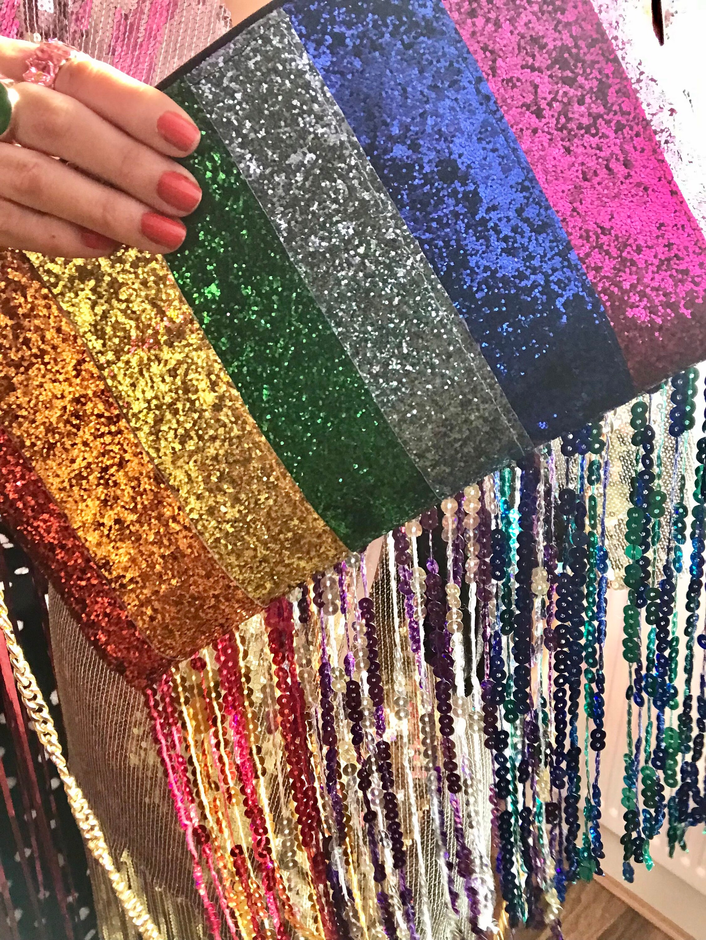 Glitter Rainbow Sequin Tassel Embellished Bag 