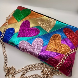 Custom made rainbow heart bag