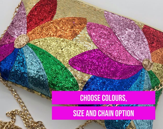 Glitter Sequin Flower Handbag
