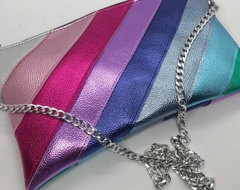 Bespoke made faux leather rainbow metallic bag