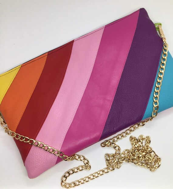 Custom made faux leather rainbow bag | Etsy