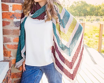 Selena Double Chevron Sampler Wrap Knit Pattern