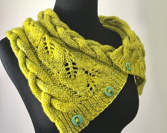 PDF ChArlie Combustible Cowl Knitting Pattern: Lace and chunky cables