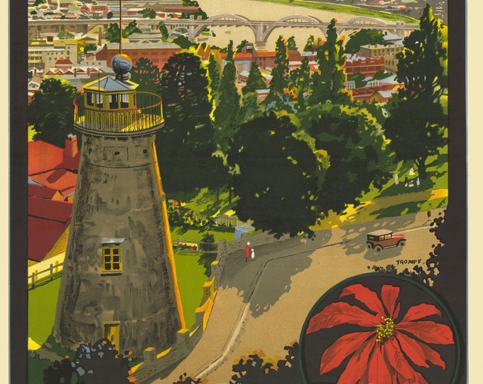 Vintage Brisbane Australia Travel Poster Print