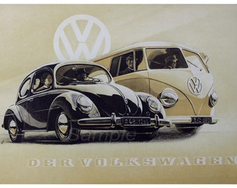 VINTAGE VOLKSWAGEN ADVERTISING A4 POSTER PRINT