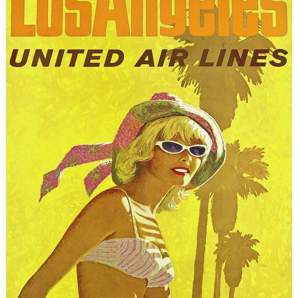 Vintage Los Angeles United Airlines Poster Print