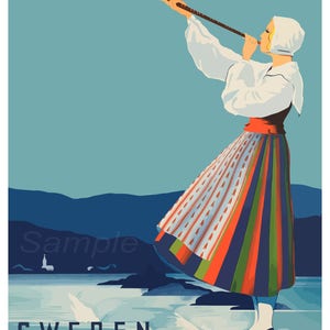 Vintage Sweden Varmland Travel Poster Print