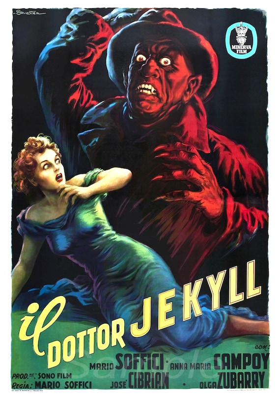 Vintage Dottor Jekyll Horror Movie Poster Print