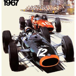 Vintage 1967 Monaco Grand Prix Racing Poster Print